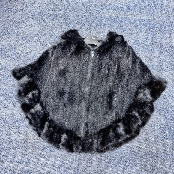 Black Mink Knitted Poncho Cape with Hood NWOT - Picture 10 of 10